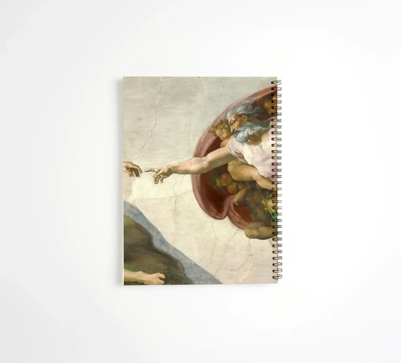 Michelangelo - Creation of Adam spiral notebook by Timeless Artworks