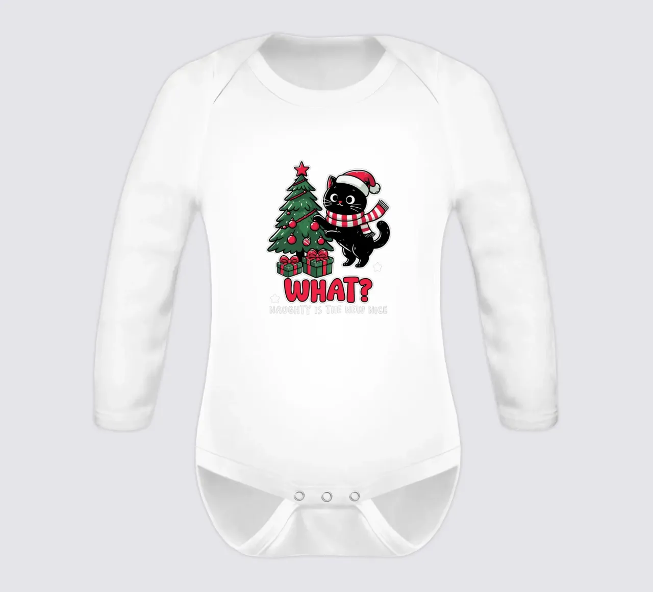 What? Naughty is the new nice long-sleeve baby romper by edsonramosart