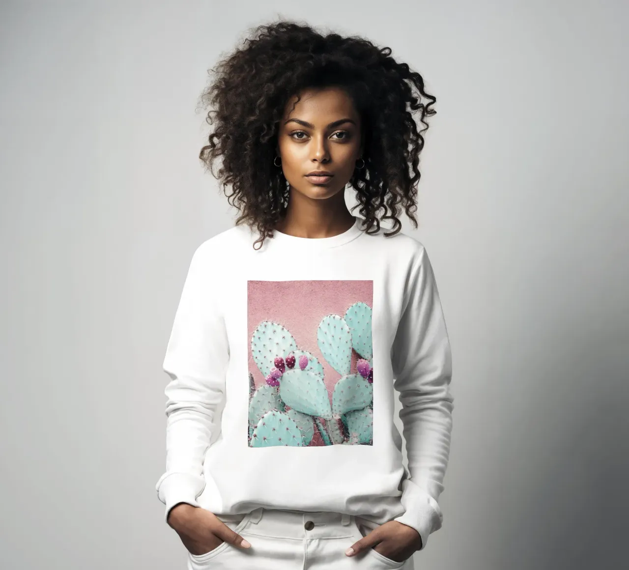 Pastel cactus - Modern desert motif sweatshirt by Whole©