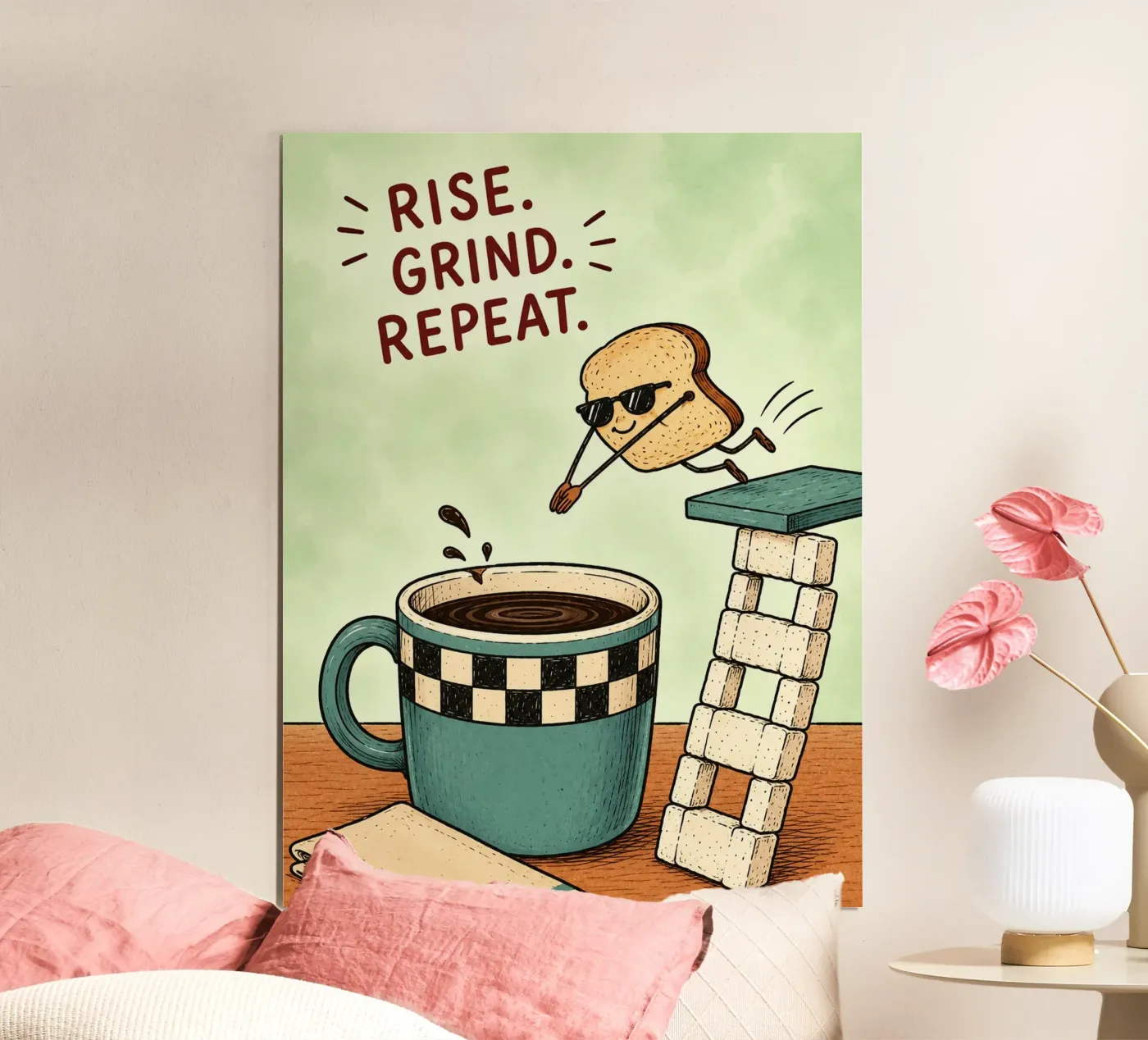 rise grind repeat coffee poster da nemaro