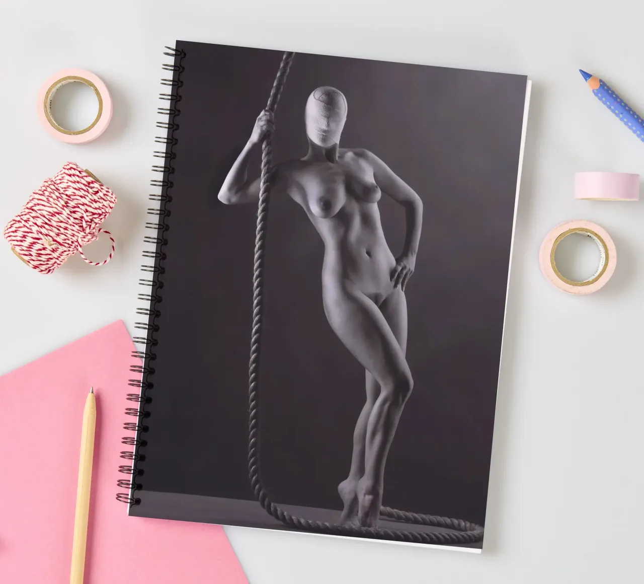 Georgie with rope spiral notebook by Dave Hare Photography