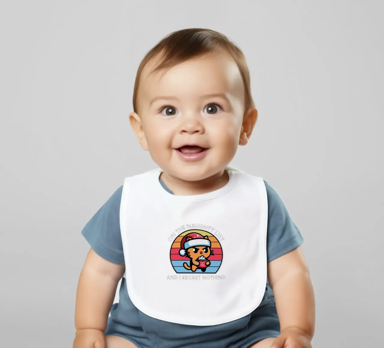 on the naughty list and i regret nothing baby bib by edsonramosart