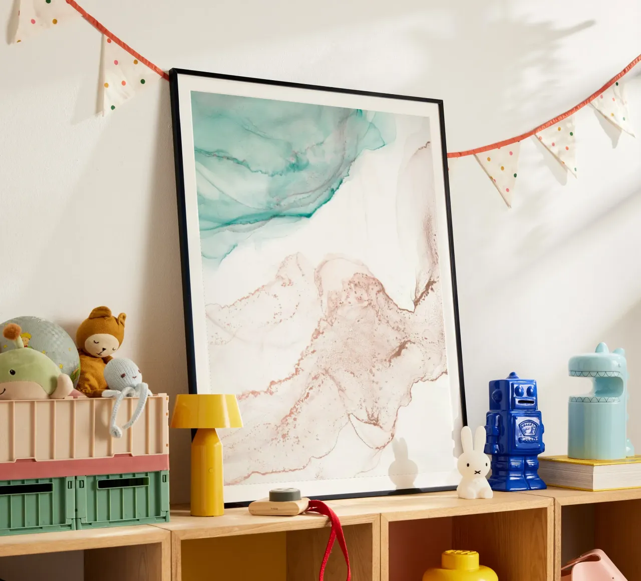 Sogno dell'acquerello - Colori tenui poster con telaio in legno da Whole©