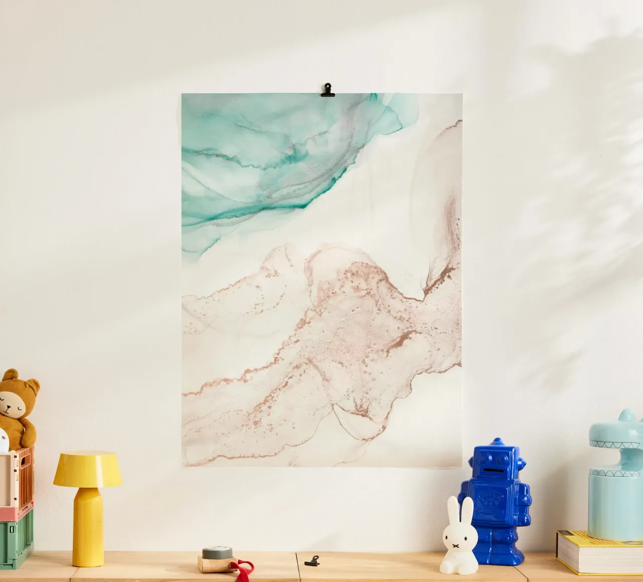 Sogno dell'acquerello - Colori tenui poster con telaio in legno da Whole©