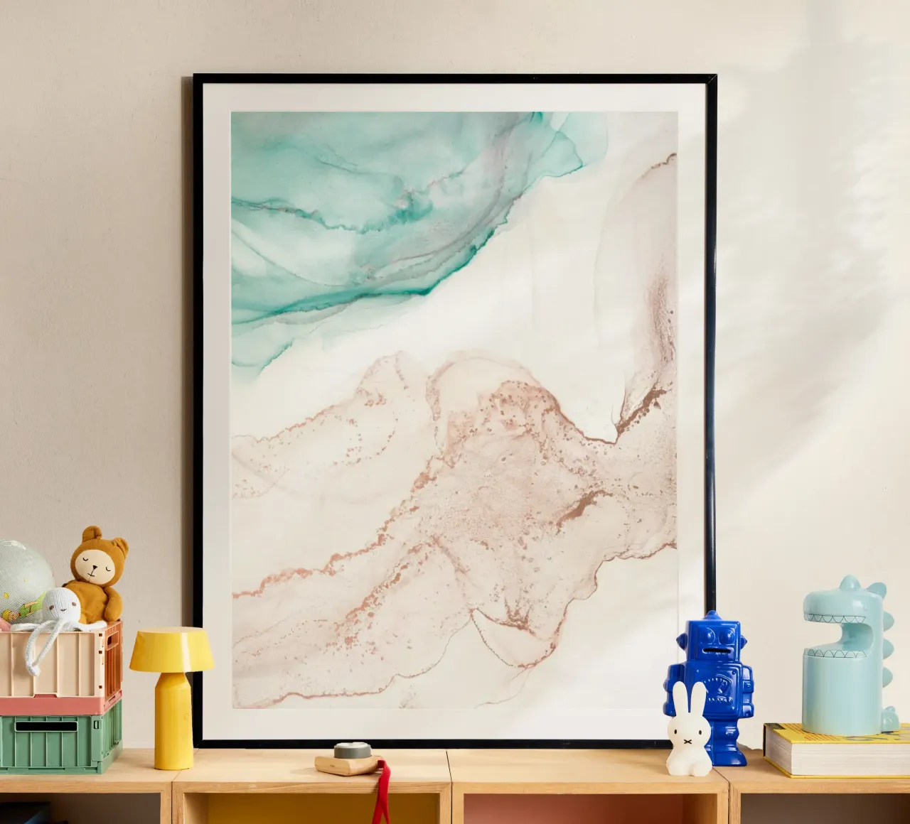 Sogno dell'acquerello - Colori tenui poster con telaio in legno da Whole©