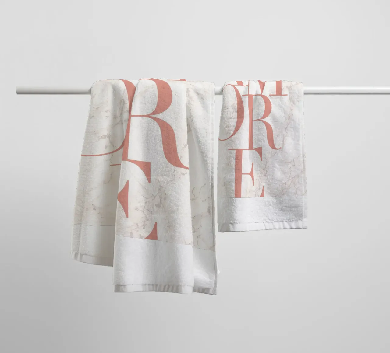 Amore - Elegant typography on marble towel by Whole©