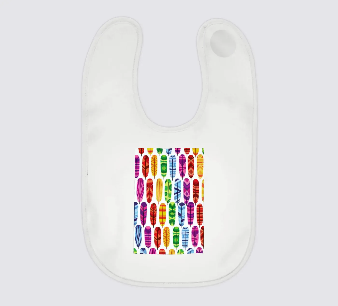 Feathers baby bib by Chris Wharton