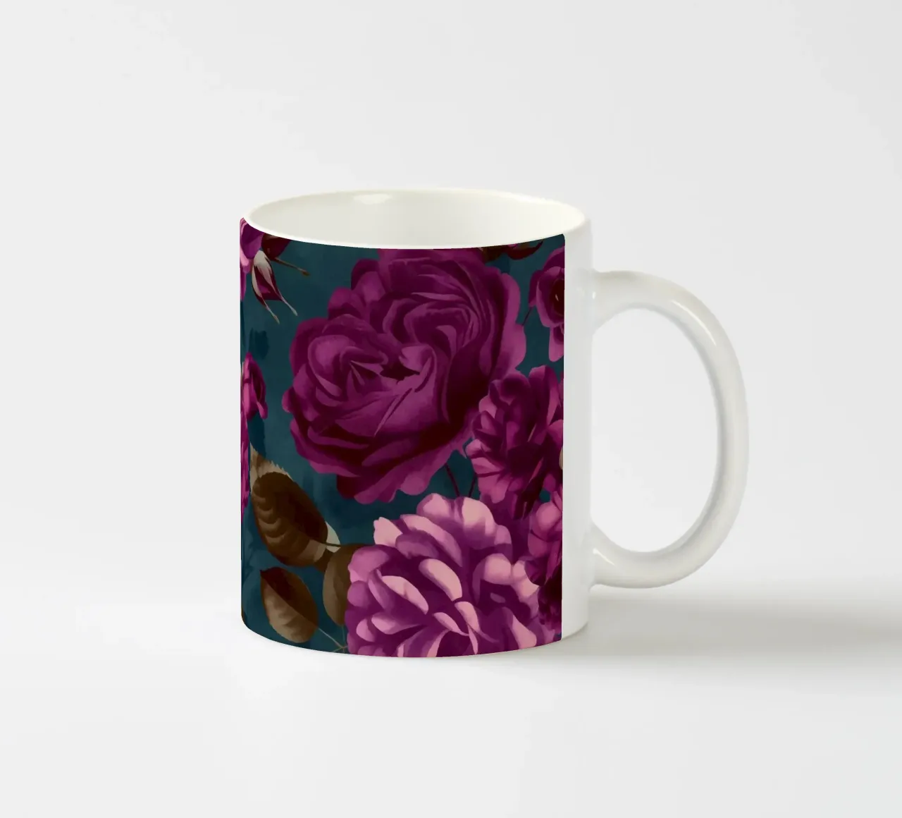 Velluto Moody Flower Grandeur Fucsia Mauve Turchese tazza in ceramica da Andrea Haase Floral Passion