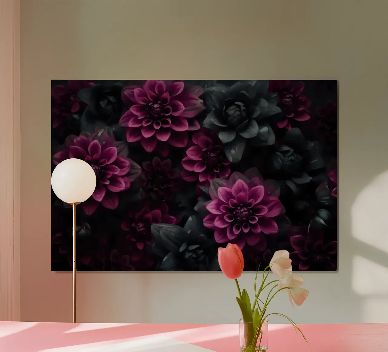 Giardino di mezzanotte Fiori di velluto opulenti poster con telaio in plastica da Andrea Haase Floral Passion