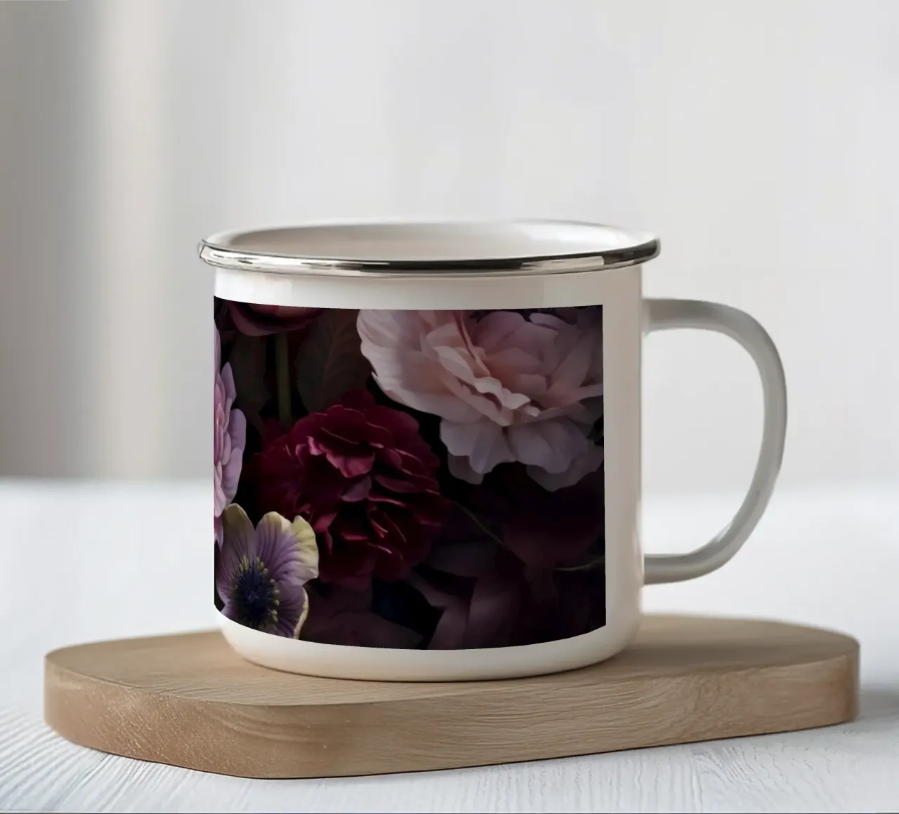 Botanica notturna Vibes rosa malva tazza in smalto da Andrea Haase Floral Passion