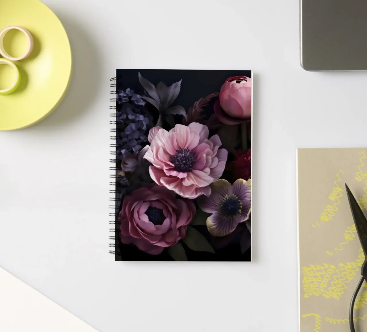 Nächtliche Botanika Vibes Mauve Rosa Ringbuch von Andrea Haase Floral Passion