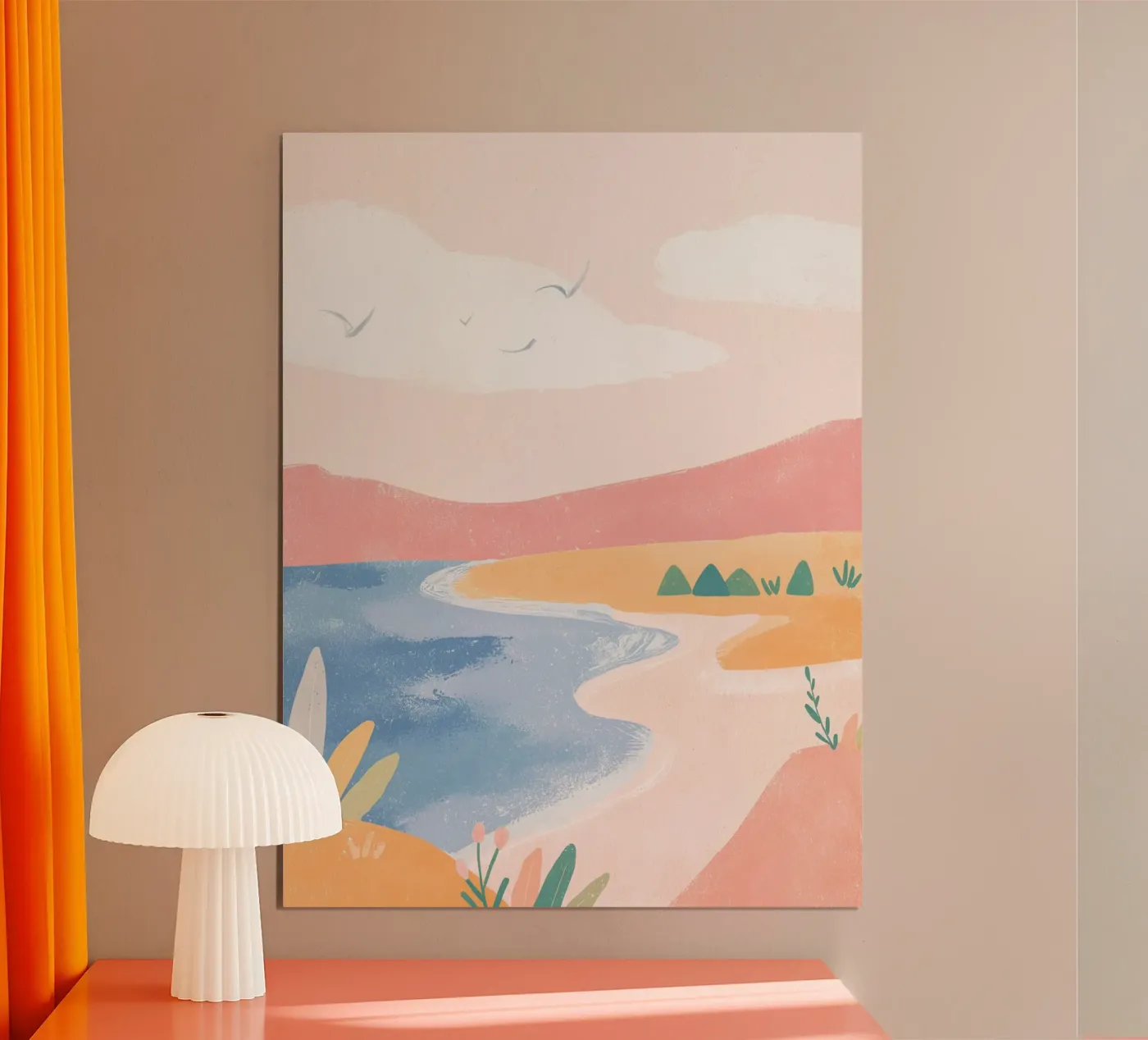 Mare, spiaggia e uccelli poster da Colourful Art