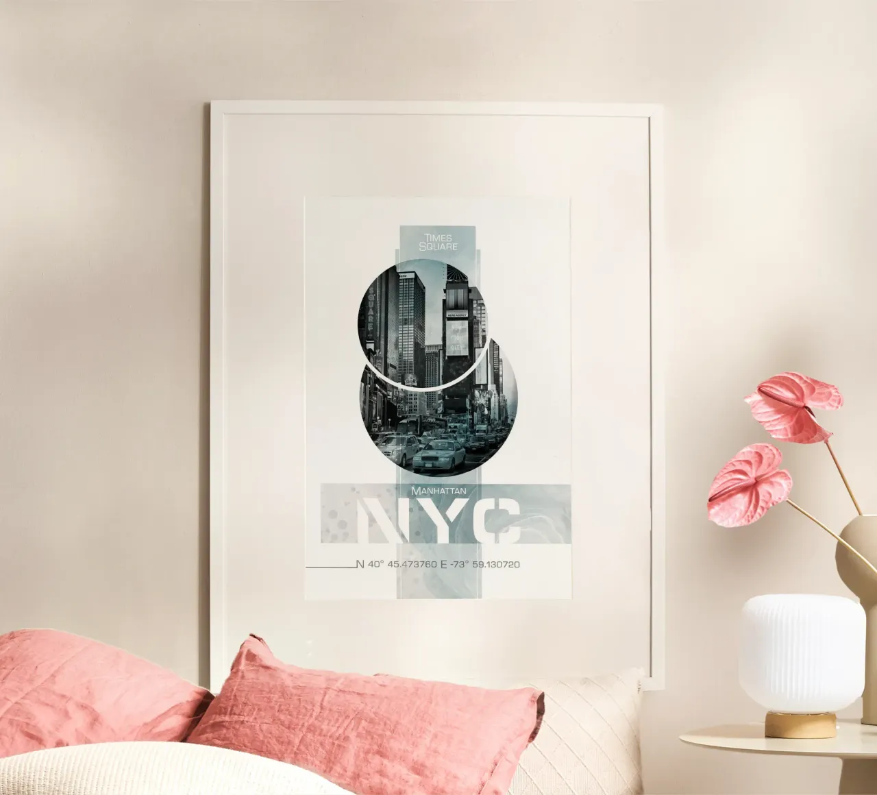 Poster Art NYC Times Square | Marmo turchese poster con telaio in alluminio da Melanie Viola