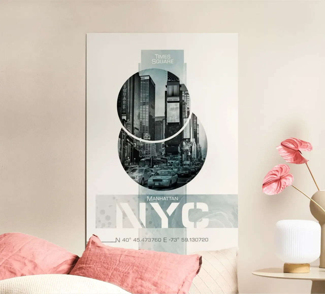 Poster Art NYC Times Square | Marmo turchese poster con telaio in alluminio da Melanie Viola