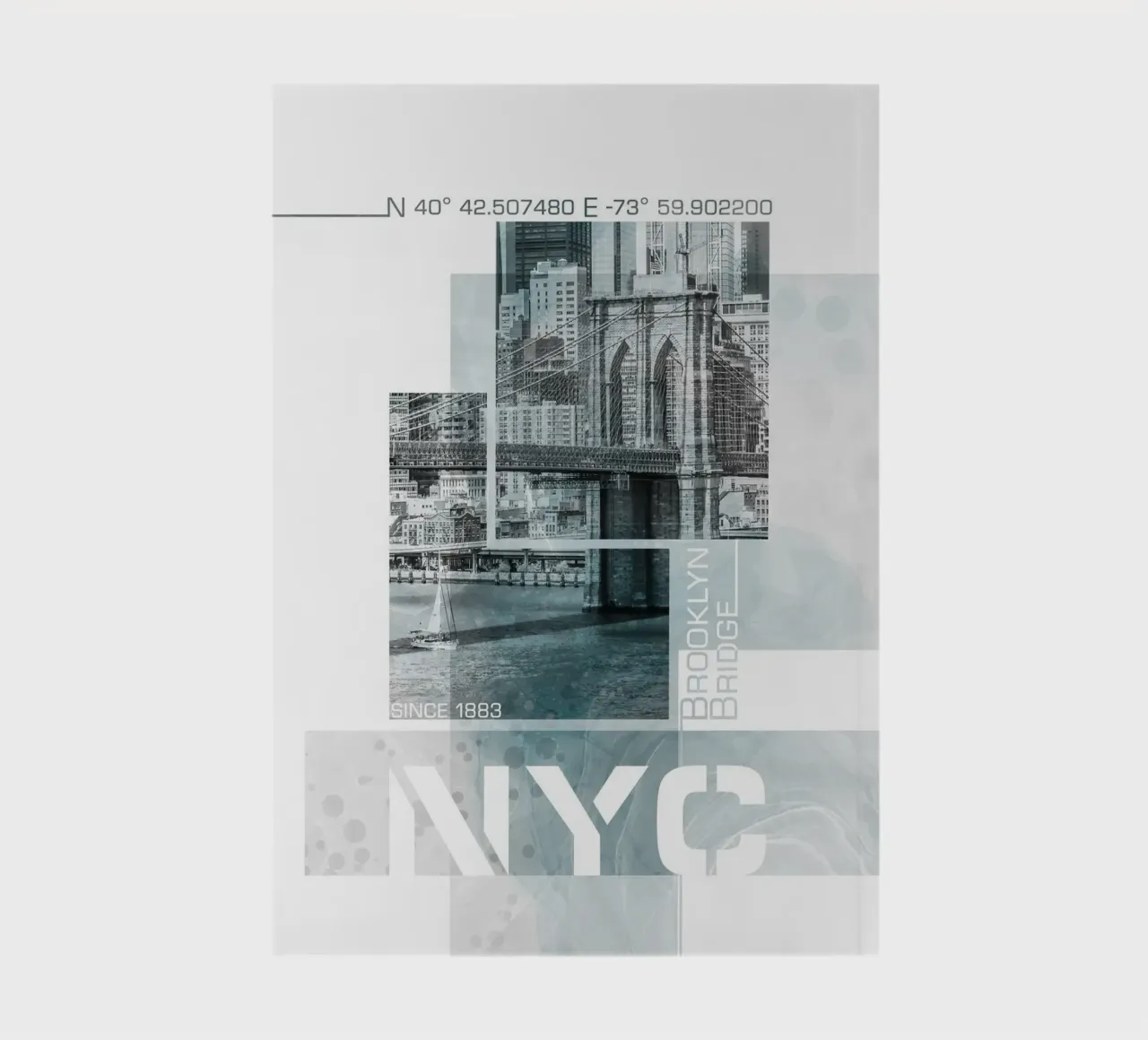 Poster Art NYC Brooklyn Bridge & Skyline | Marmor türkis diario da Melanie Viola