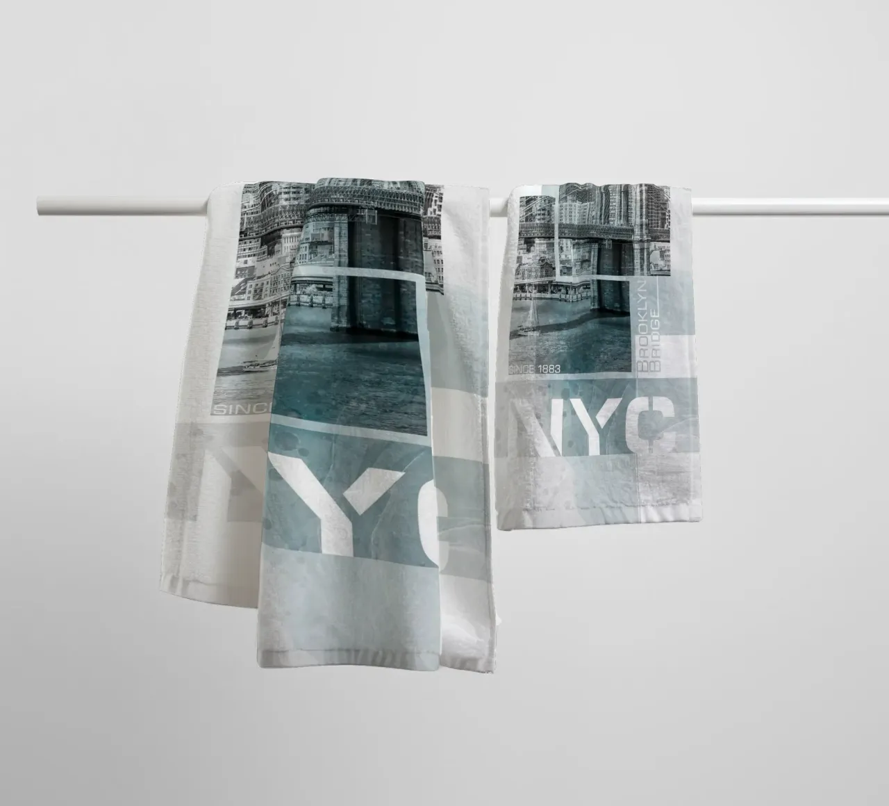 Poster Art NYC Brooklyn Bridge & Skyline | Marmor türkis asciugamano da bagno da Melanie Viola