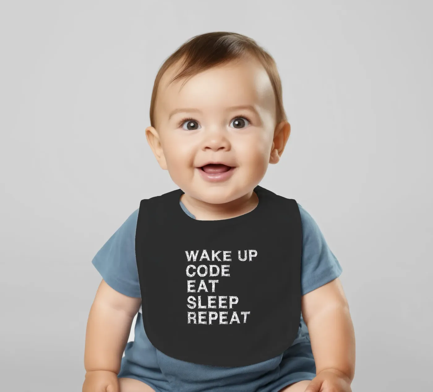 Wake up. Code. Eat. Sleep. Repeat. Babylätzchen von Happy Eagle