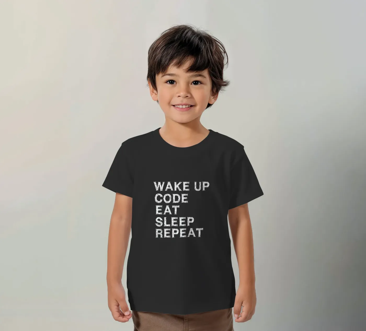 Wake up. Code. Eat. Sleep. Repeat. t-shirt bambini da Happy Eagle
