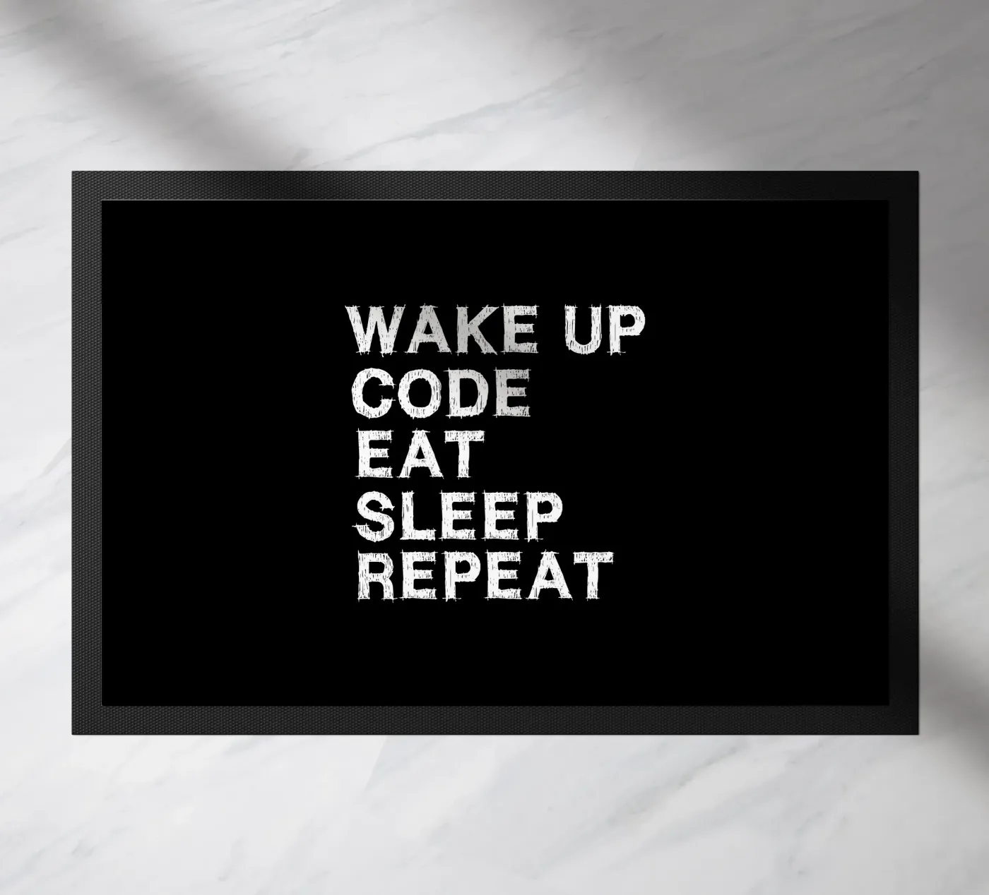 Wake up. Code. Eat. Sleep. Repeat. Fußmatte von Happy Eagle