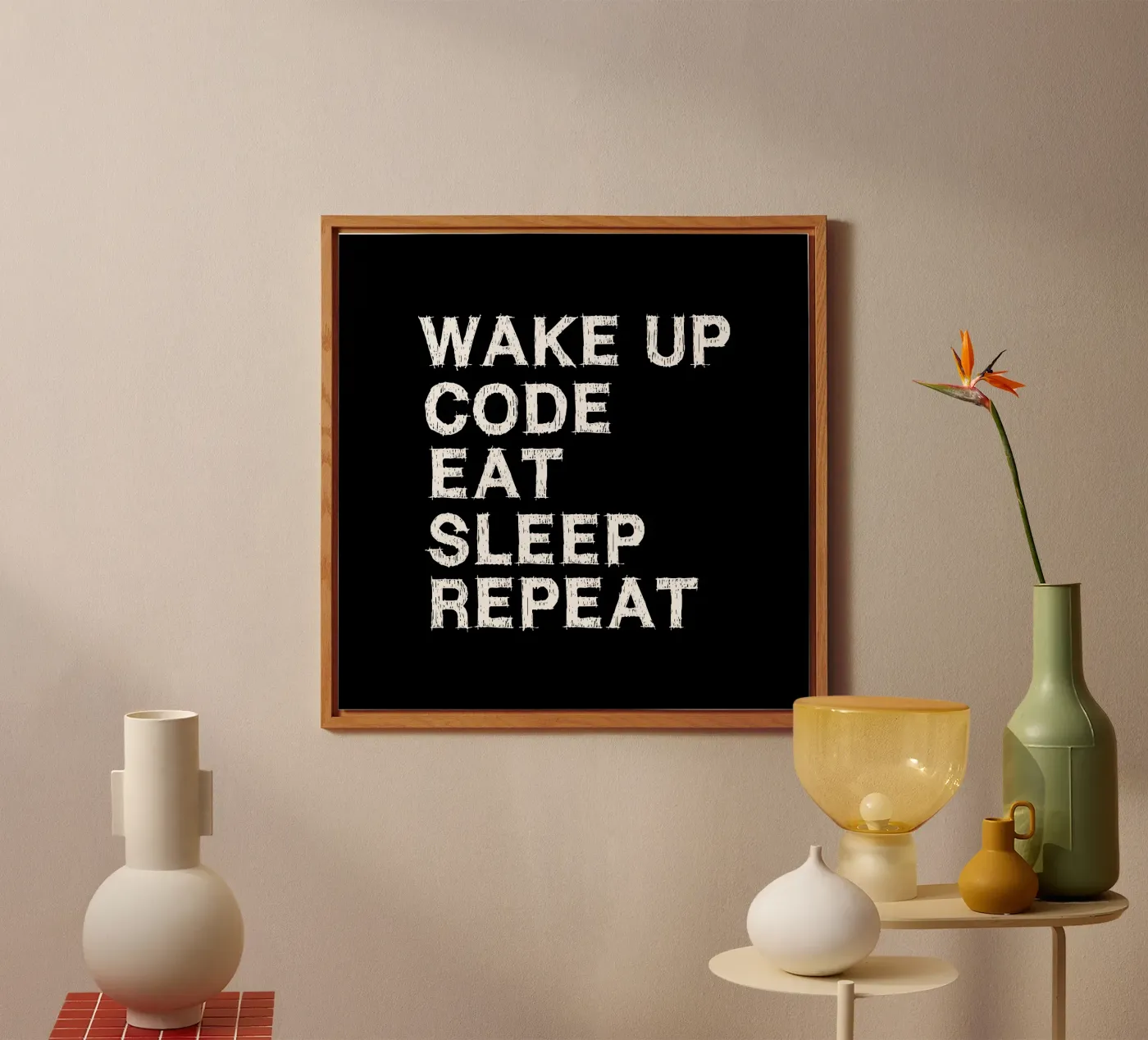 Wake up. Code. Eat. Sleep. Repeat. forex plate by Happy Eagle