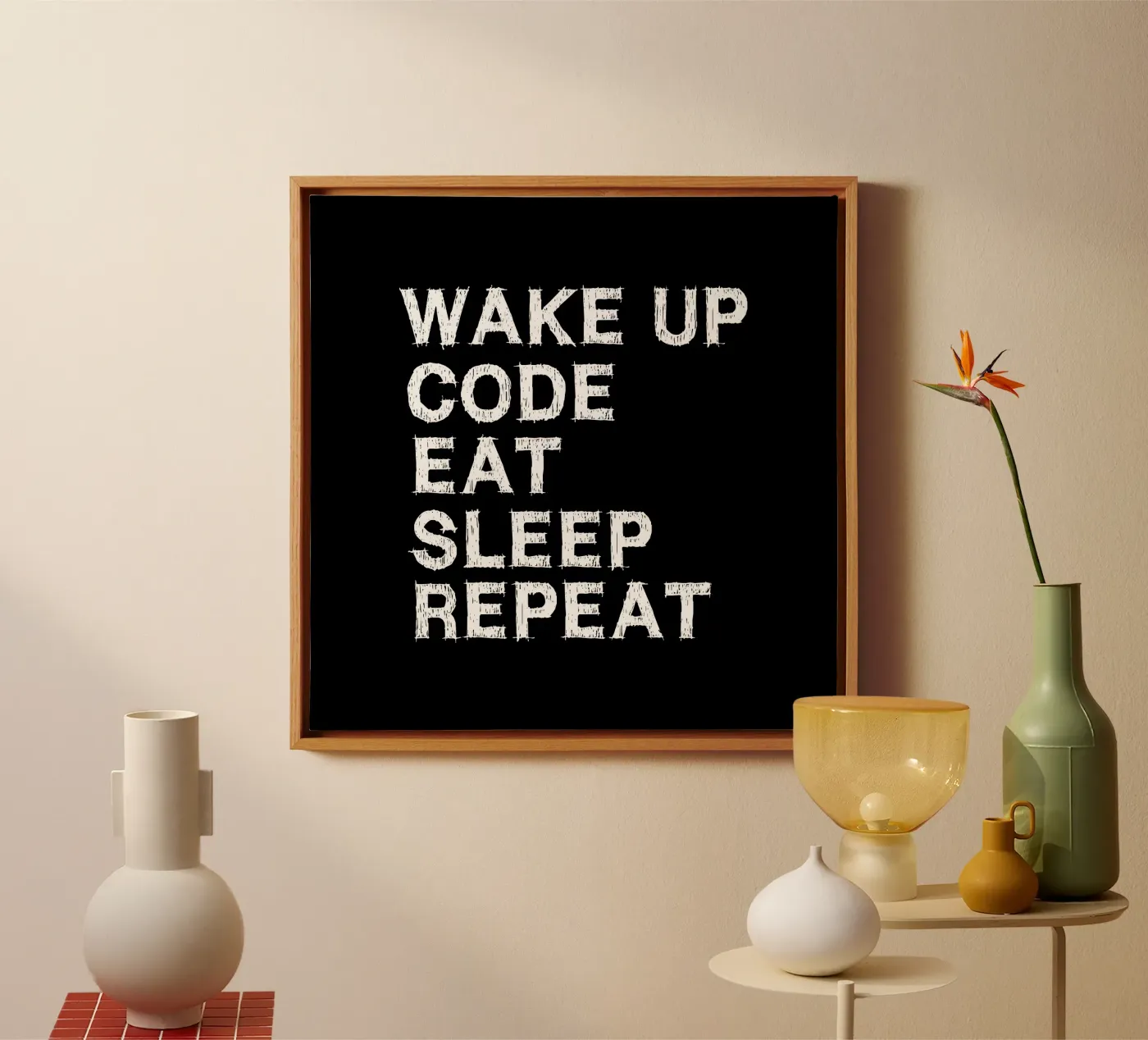 Wake up. Code. Eat. Sleep. Repeat. tela da Happy Eagle