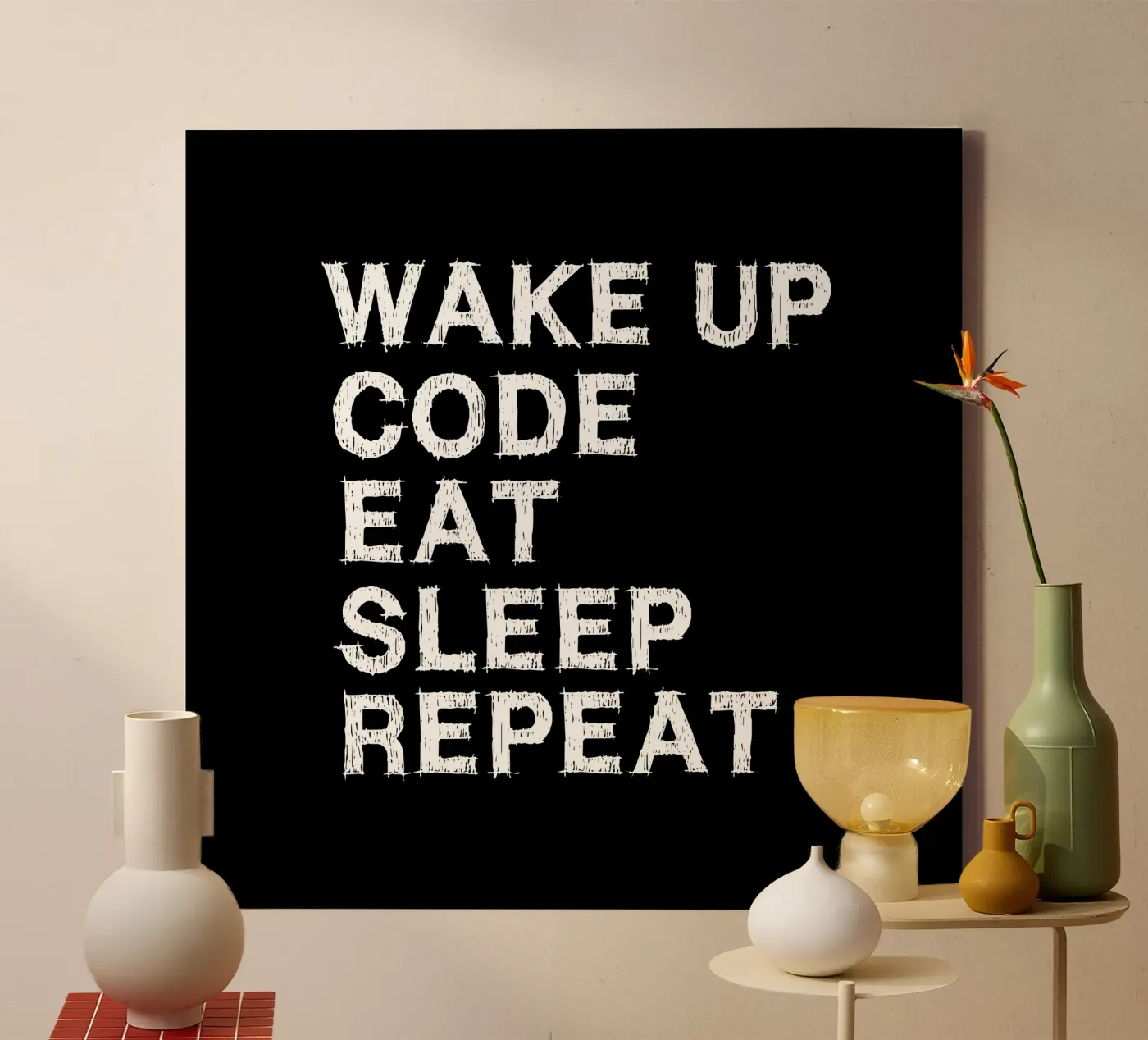 Wake up. Code. Eat. Sleep. Repeat. tela da Happy Eagle