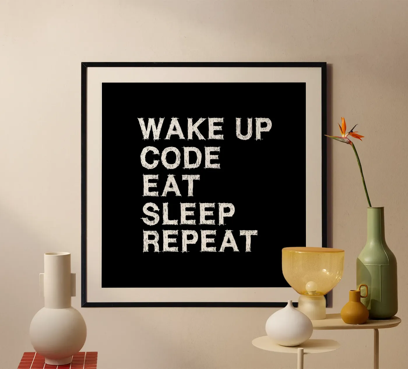 Wake up. Code. Eat. Sleep. Repeat. Poster von Happy Eagle