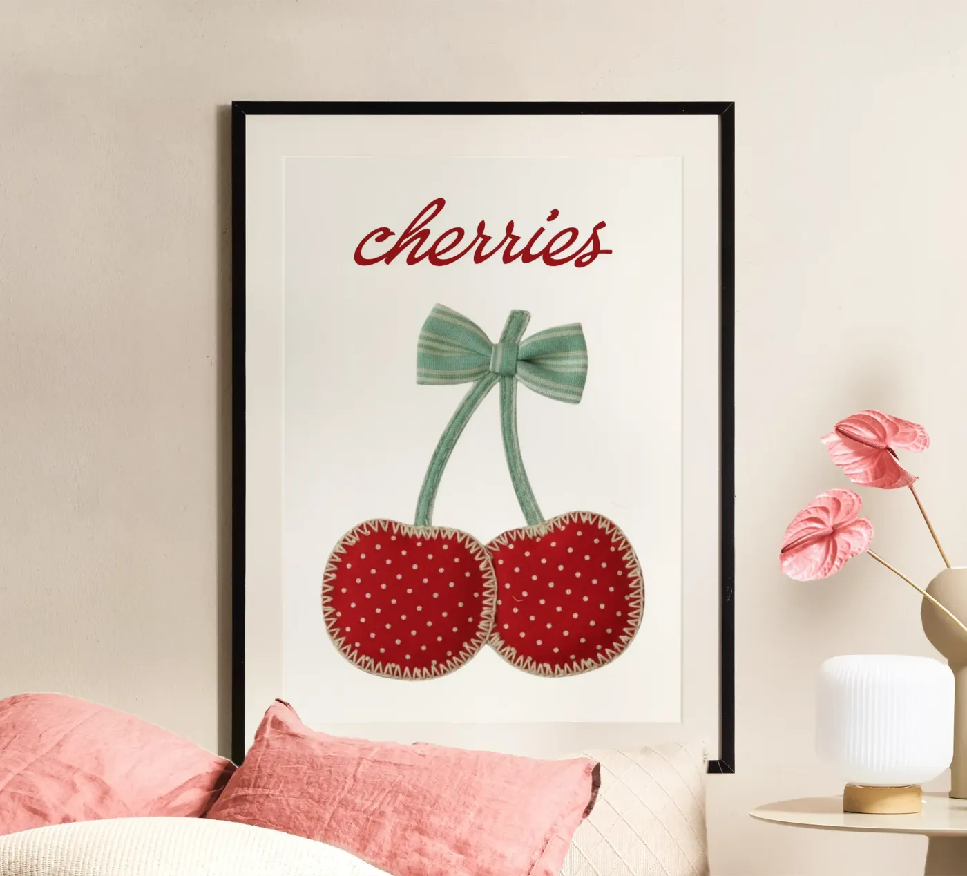 Cherries patchwork poster van Funkydays