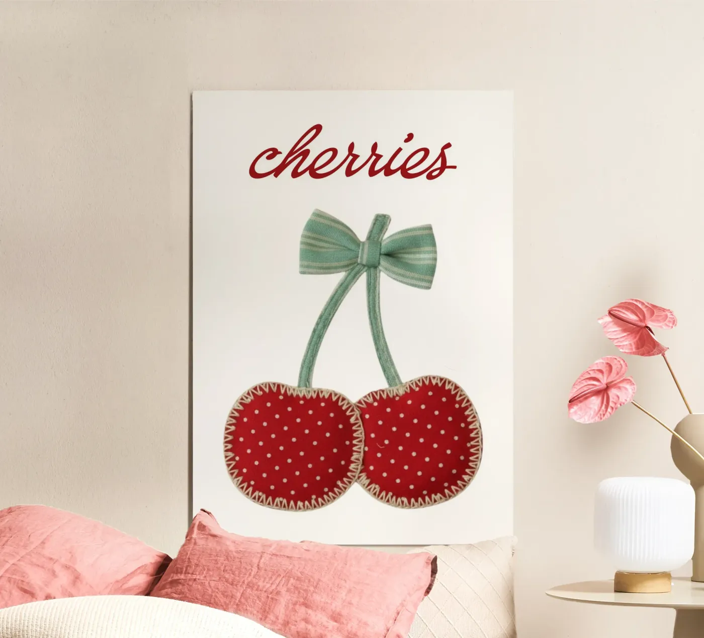 Cherries patchwork poster van Funkydays