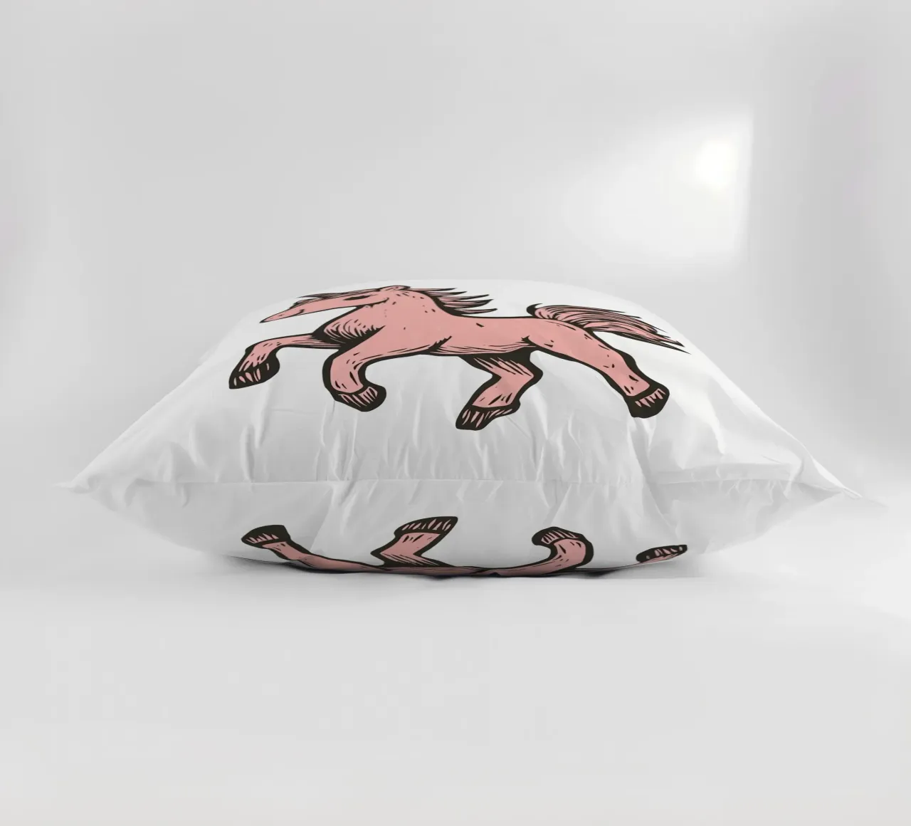 Happy pink unicorn for children decorative cushion by Autofocus