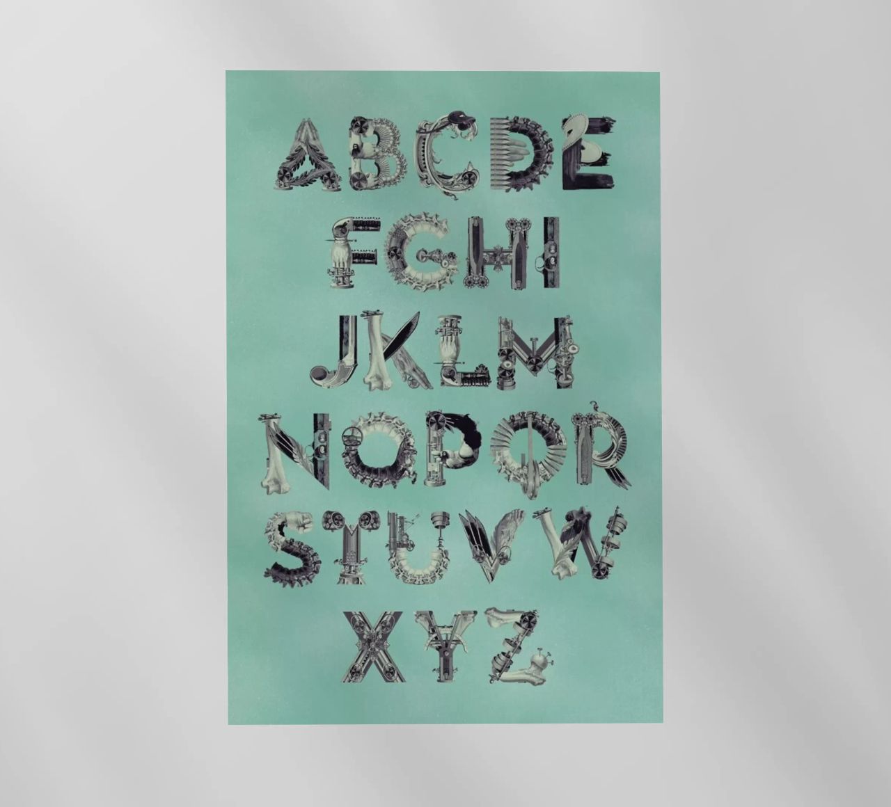 Steampunk Alphabet A-Z lámina retroiluminada de Birgit Palma