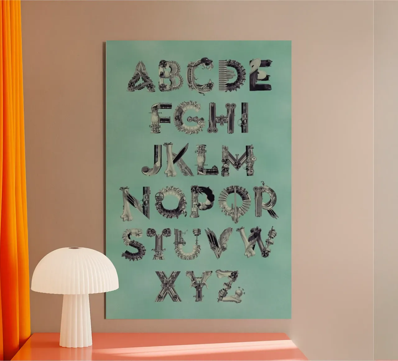 Steampunk Alphabet A-Z alluminio dibond da Birgit Palma