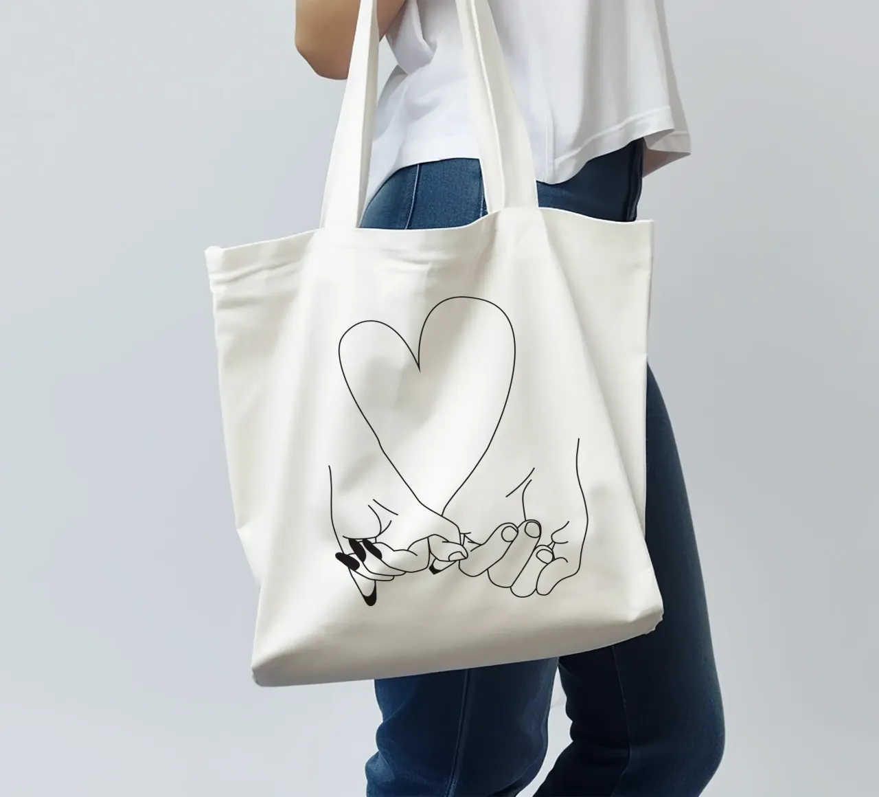 Pinky Promise - his and hers - romantic lovers minimal art tote bag by Honeymoon Hotel