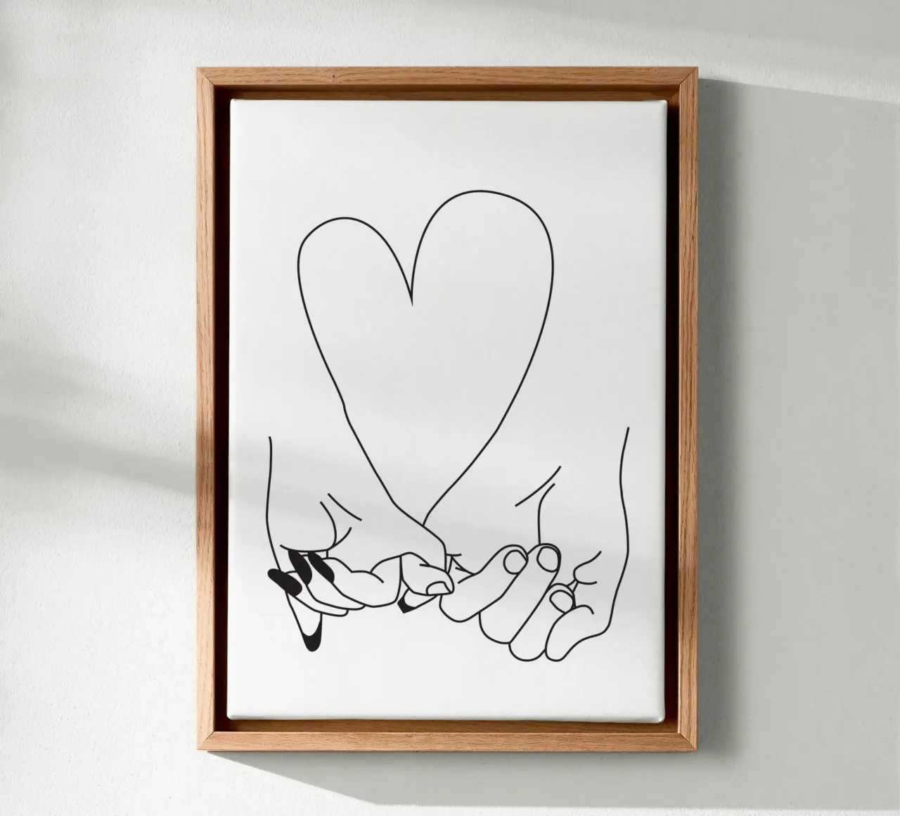 Pinky Promise - his and hers - romantic lovers minimal art canvas met Baklijst van Honeymoon Hotel