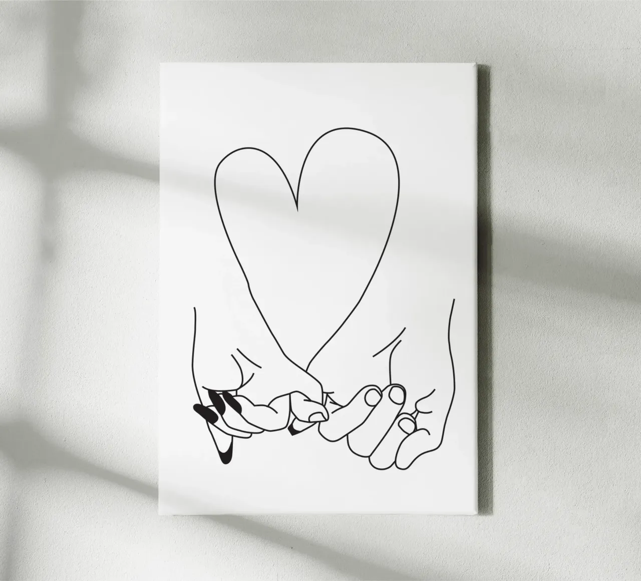 Pinky Promise - his and hers - romantic lovers minimal art canvas met Baklijst van Honeymoon Hotel