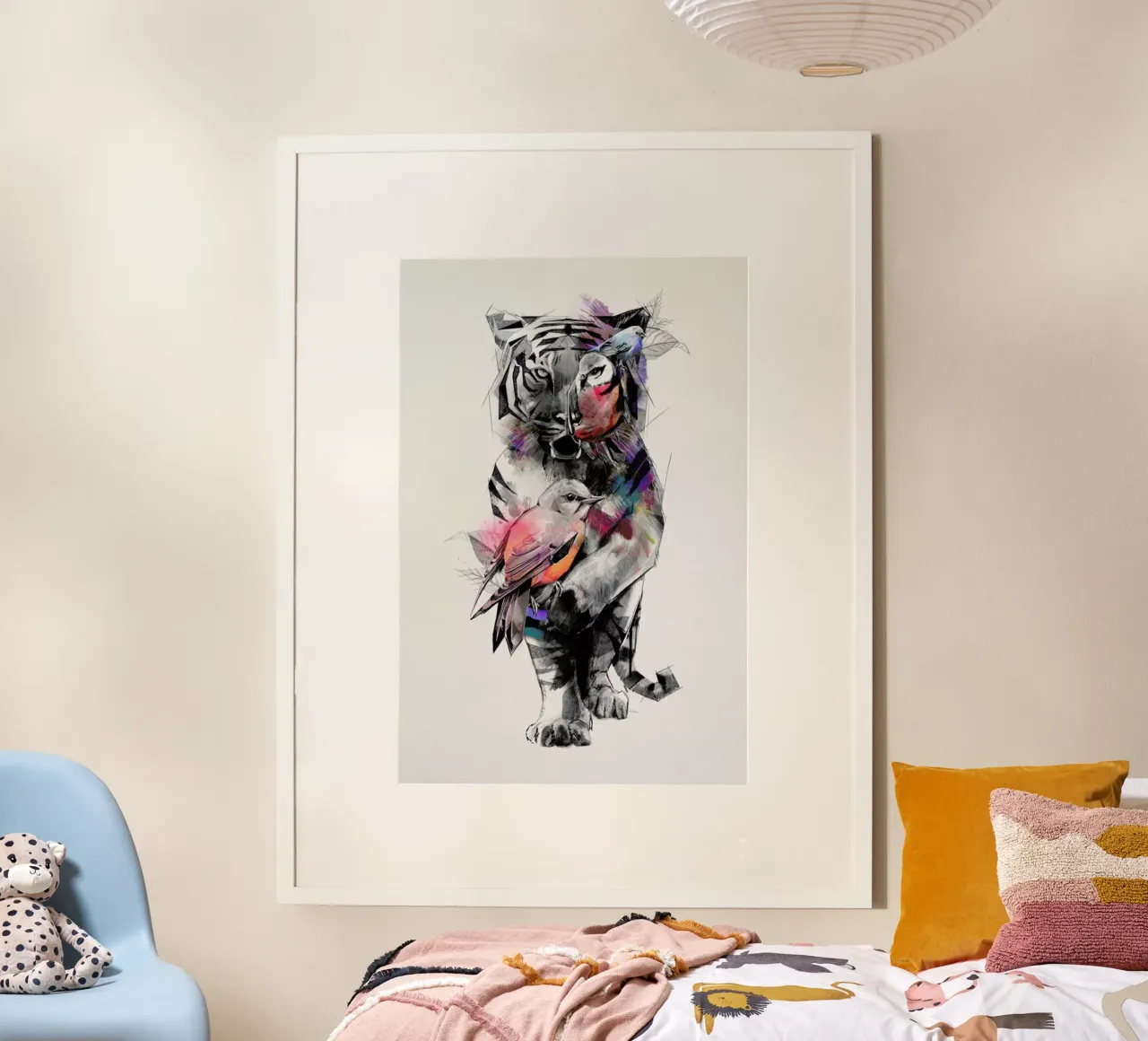 Tigers Eye poster con telaio in legno da Birgit Palma