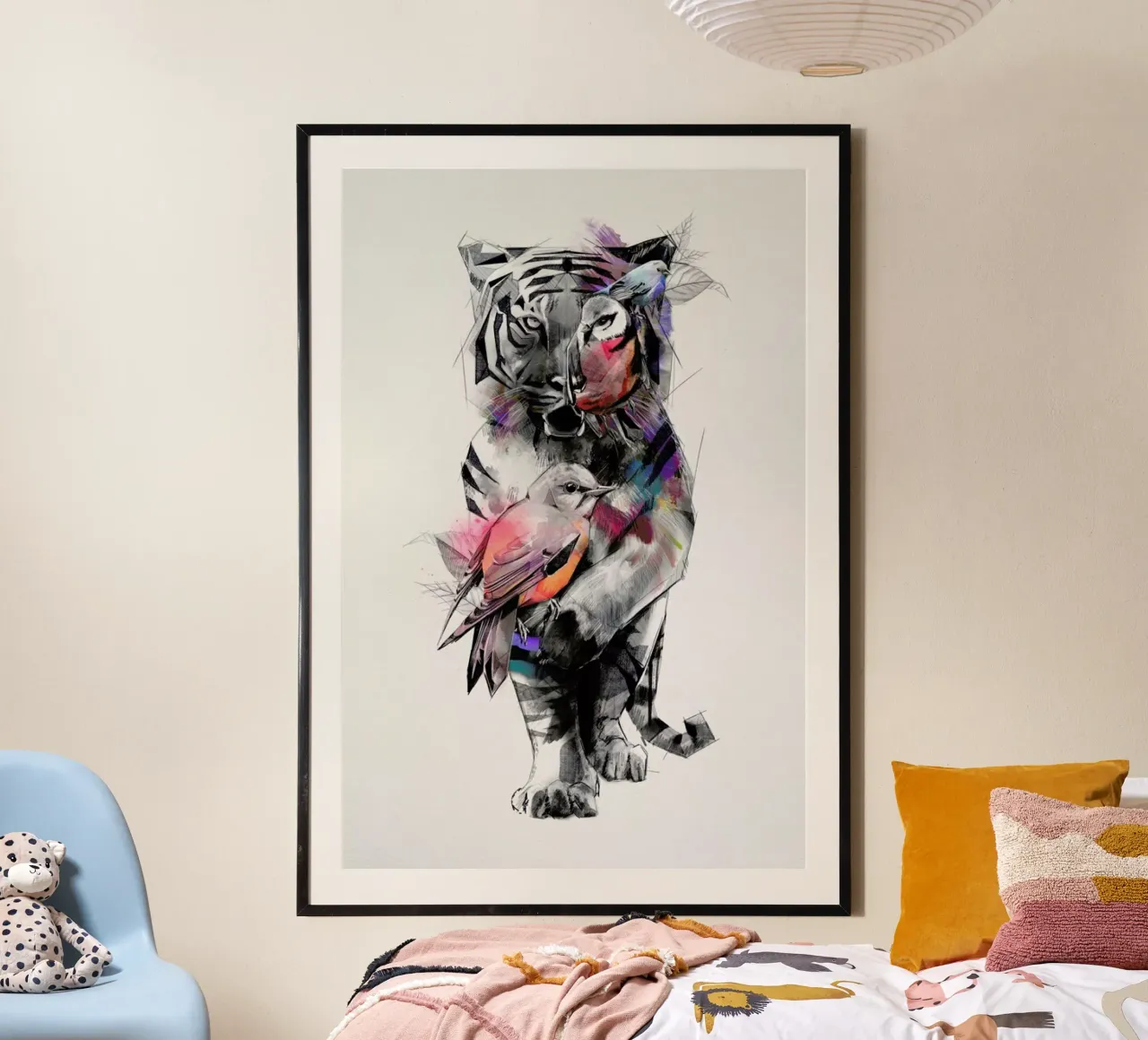 Tigers Eye poster con telaio in legno da Birgit Palma