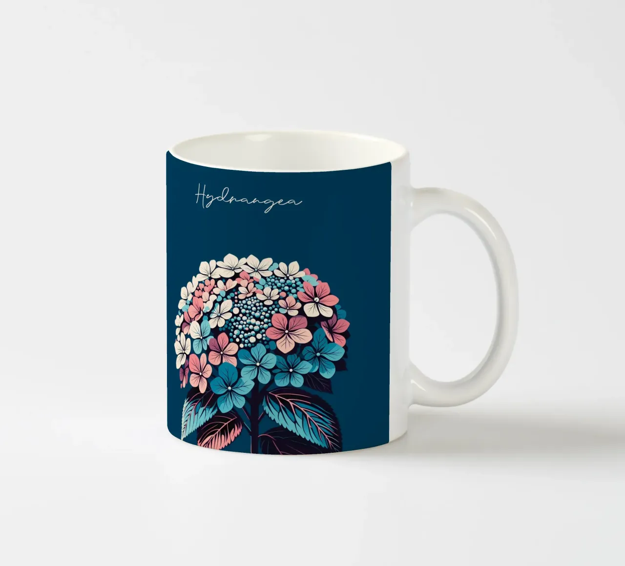 Hydrangea ceramic mug by Digital Naive