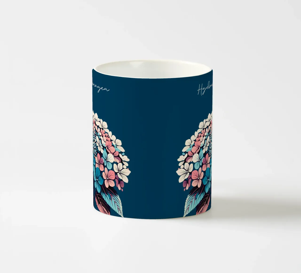 Hydrangea ceramic mug by Digital Naive