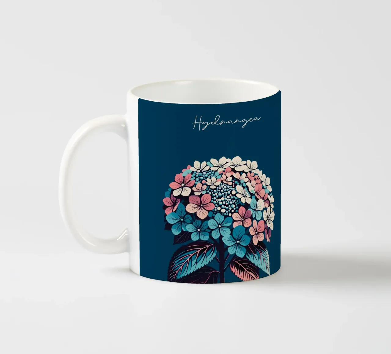 Hydrangea ceramic mug by Digital Naive