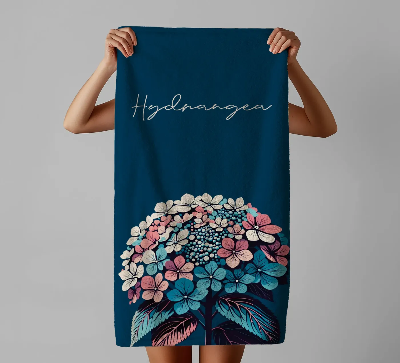 Hydrangea towel by Digital Naive
