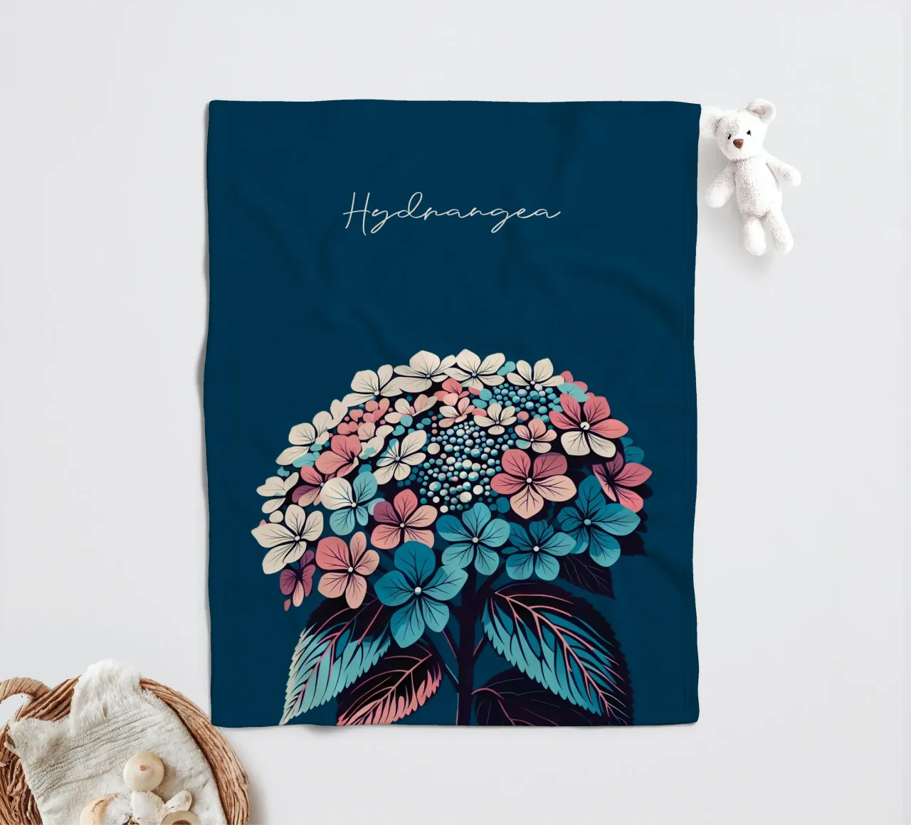 Hydrangea fleece blanket by Digital Naive