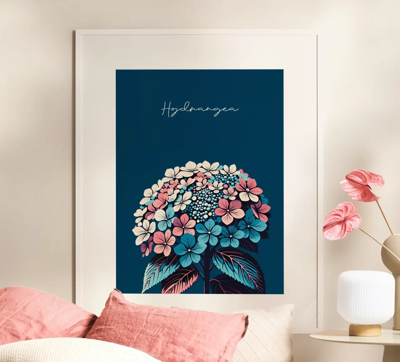 Ortensia poster con telaio in plastica da Digital Naive