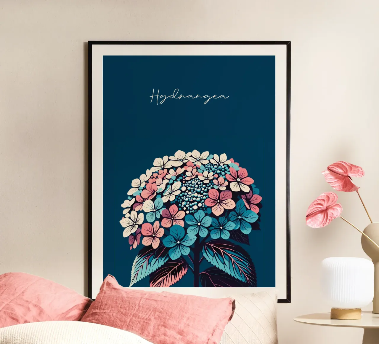 Ortensia poster con telaio in plastica da Digital Naive