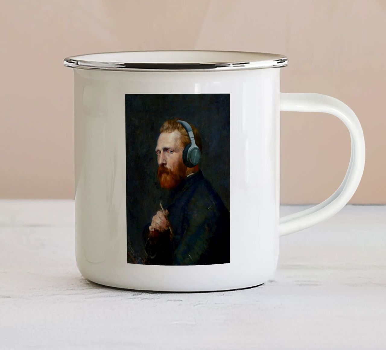 Vincent – Van Gogh’s Self-Portrait with a Modern Twist enamel mug by Studio Mooodz