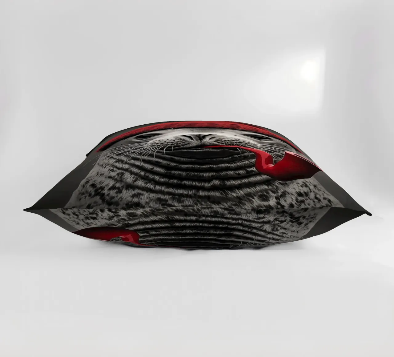 Funny nautical seal with red cap and tobacco pipe decorative cushion by Autofocus