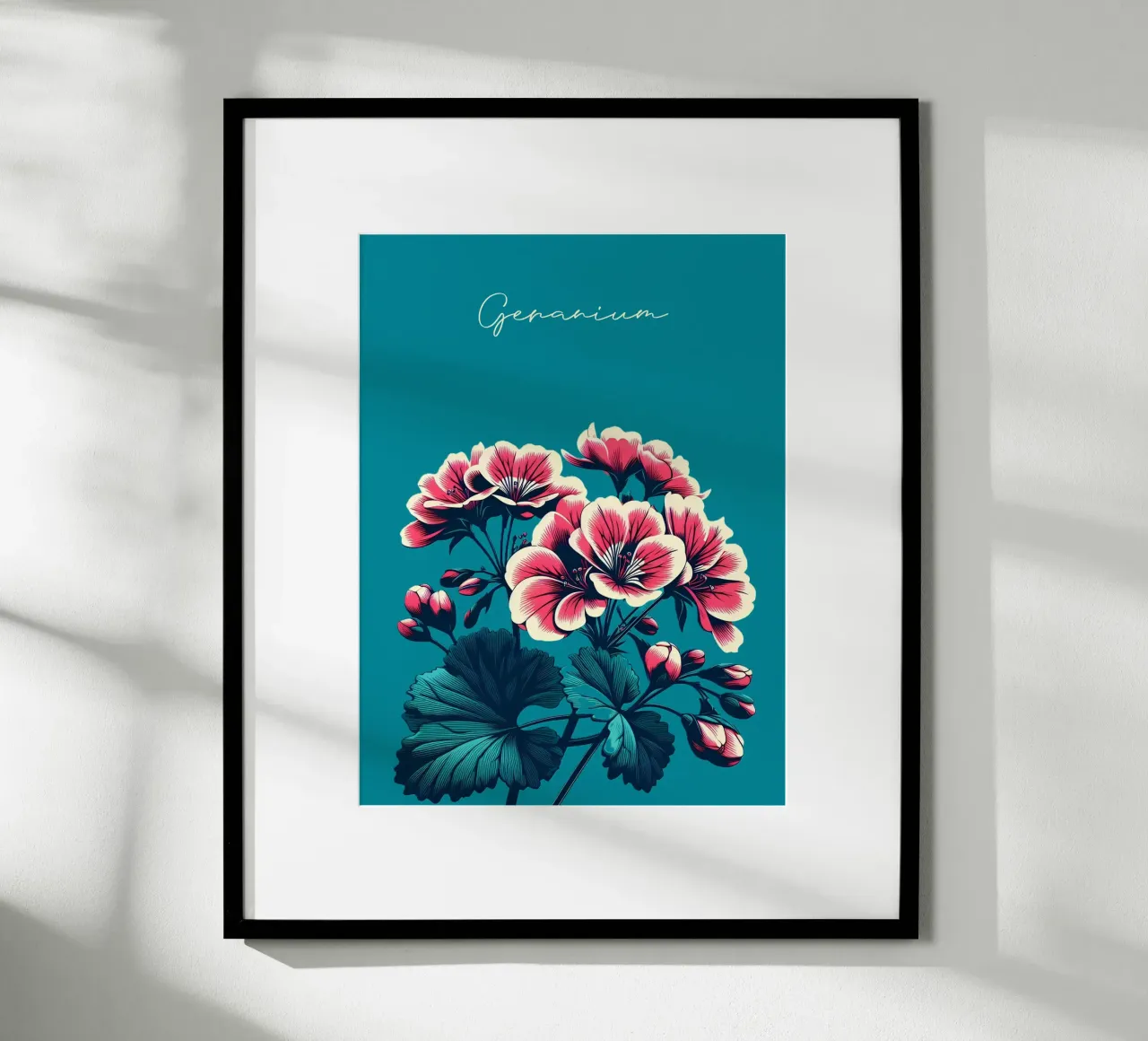Geranie poster con telaio in legno da Digital Naive
