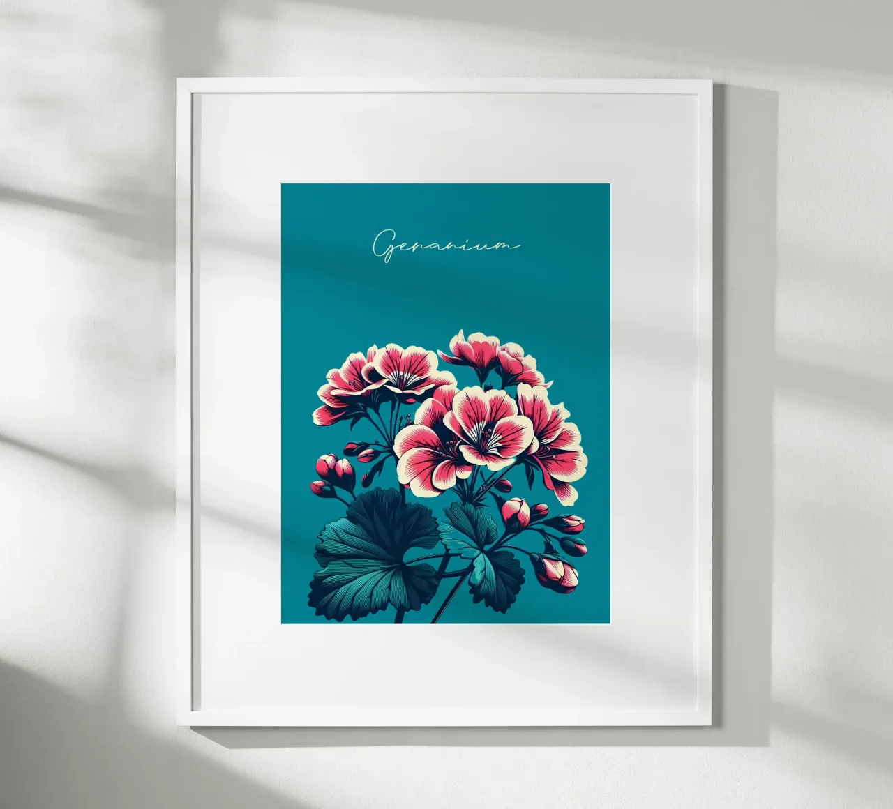 Geranie poster con telaio in legno da Digital Naive