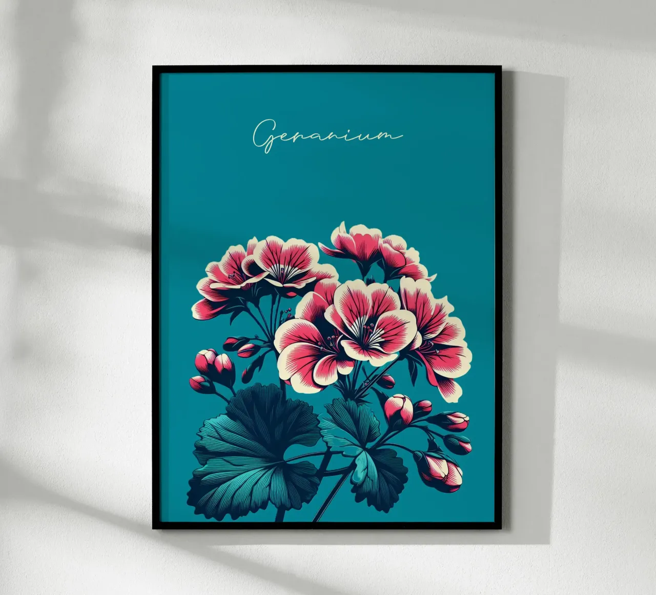 Geranie poster con telaio in legno da Digital Naive