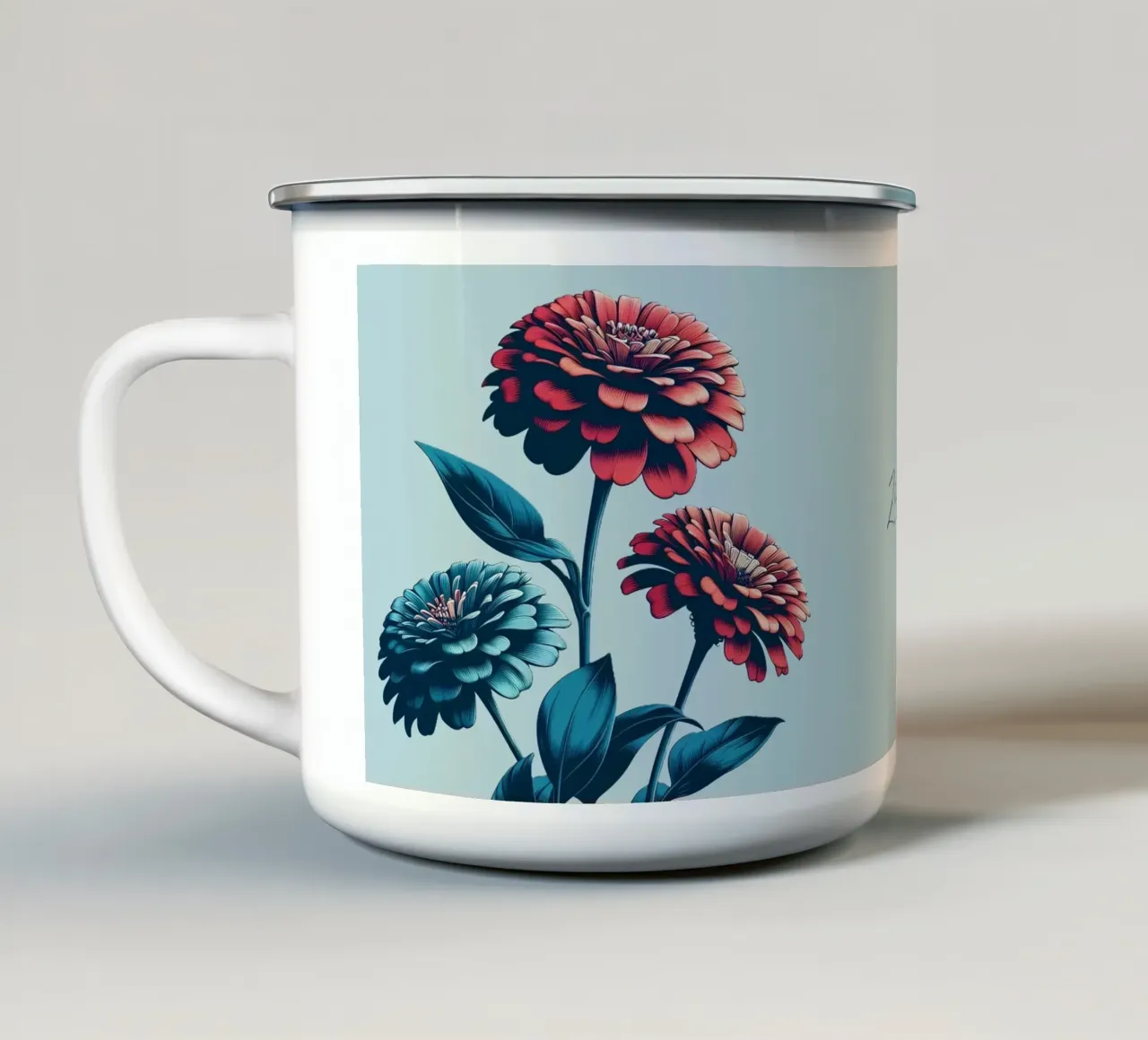 Zinnia tazza in smalto da Digital Naive